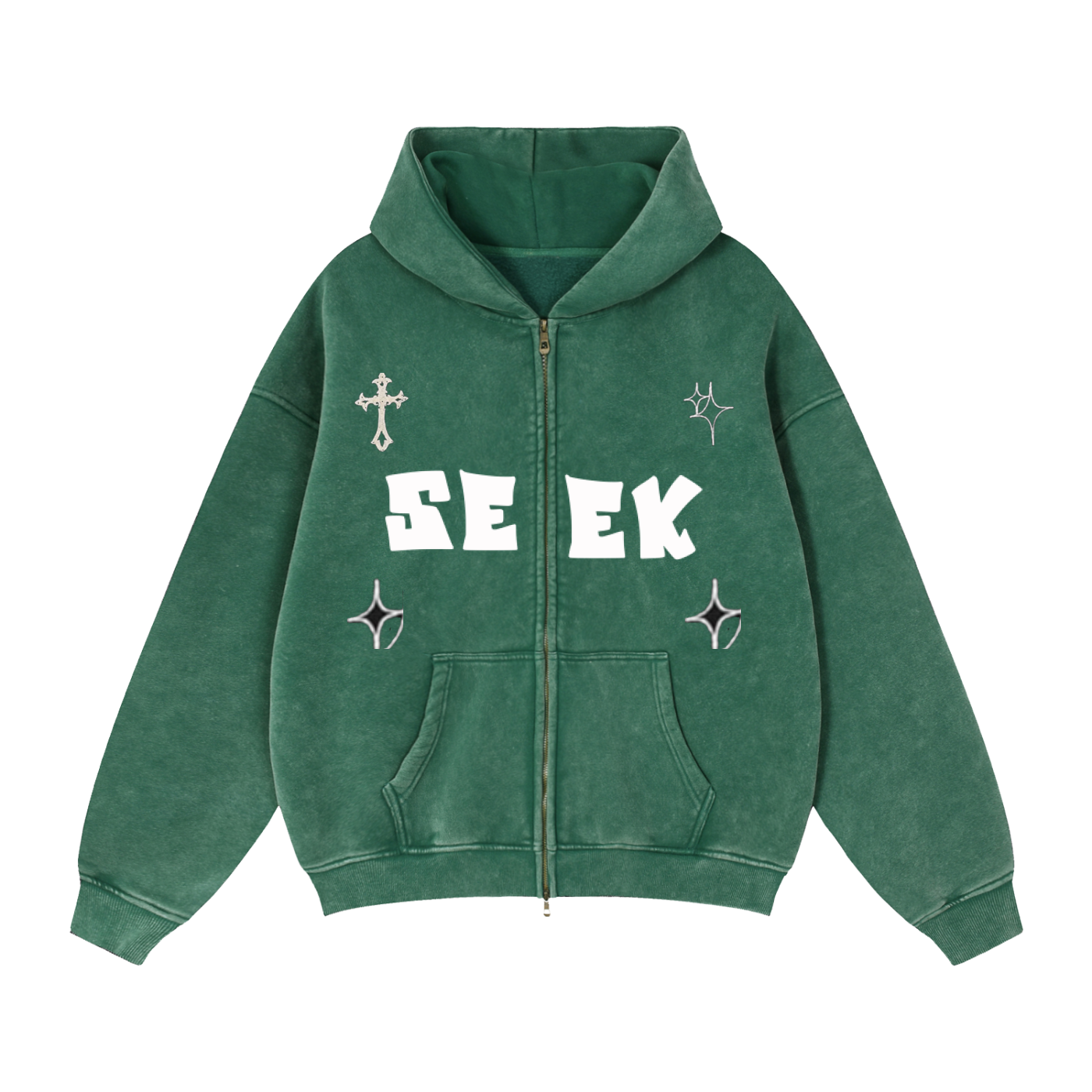 Zip-Through Boxy Fleece Hoodie