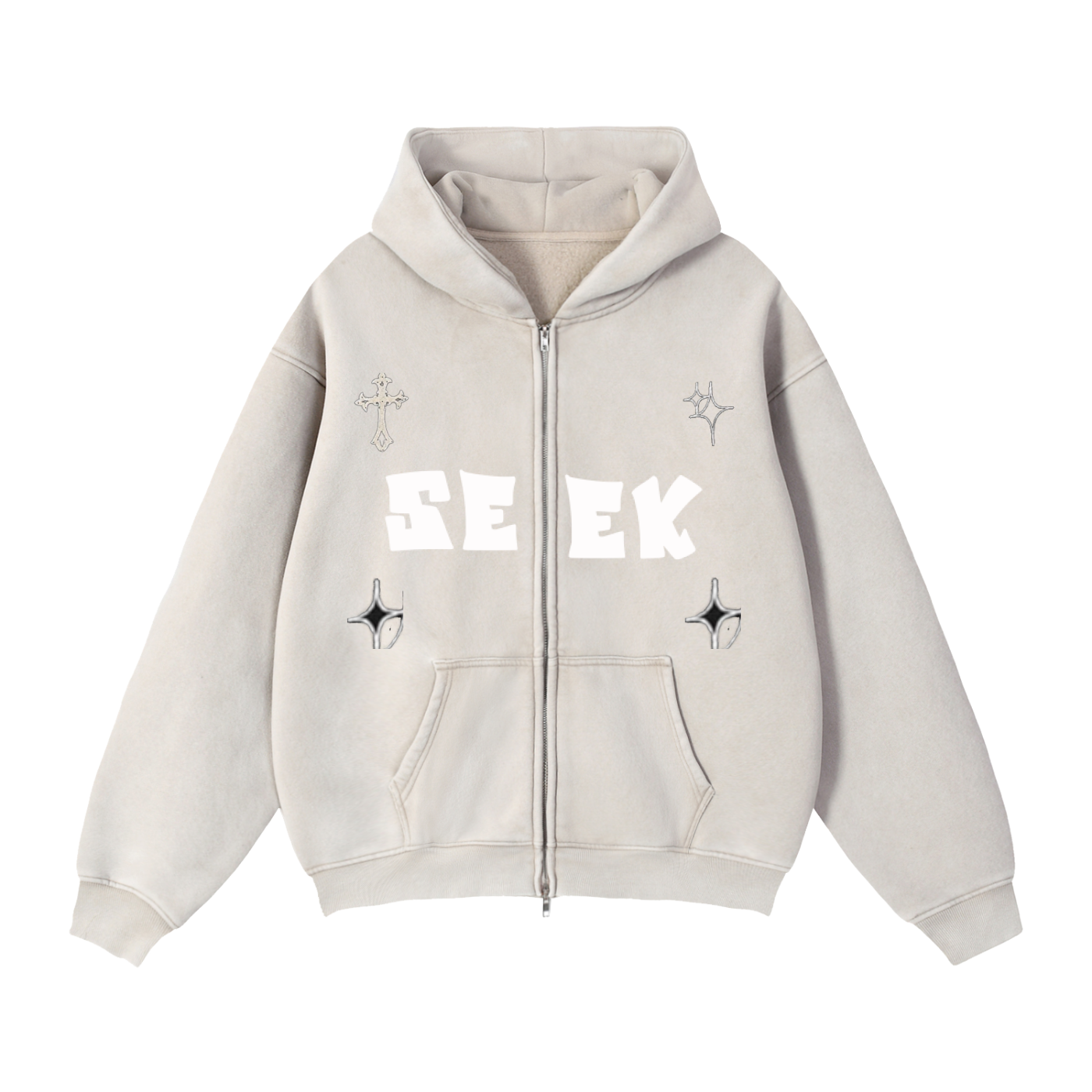 Zip-Through Boxy Fleece Hoodie