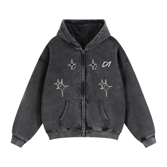 Zip-Through Boxy Fleece Hoodie