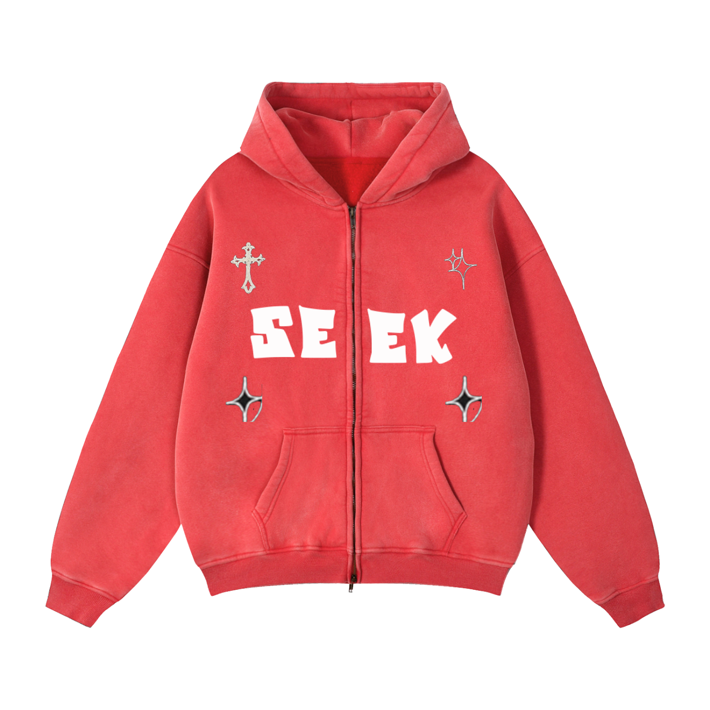 Zip-Through Boxy Fleece Hoodie