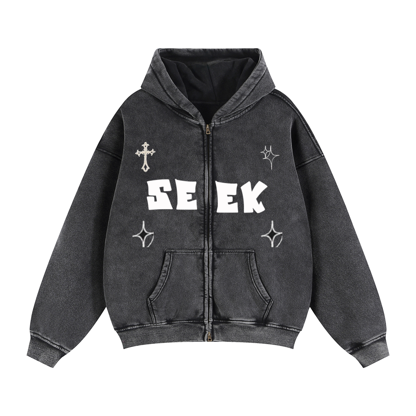 Zip-Through Boxy Fleece Hoodie