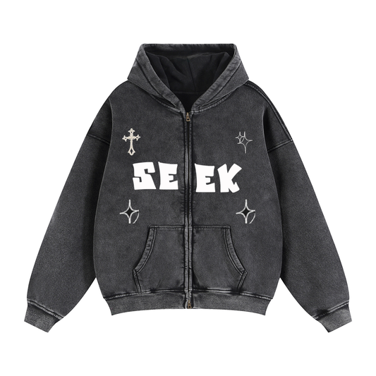 Zip-Through Boxy Fleece Hoodie