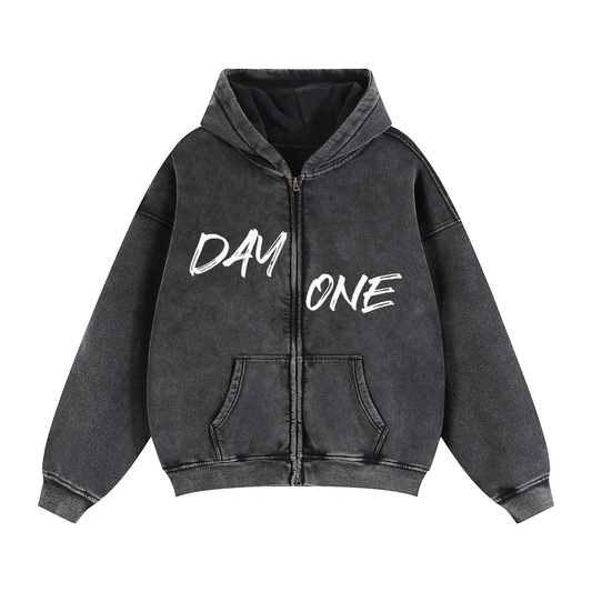 Zip-Through Boxy Fleece Hoodie